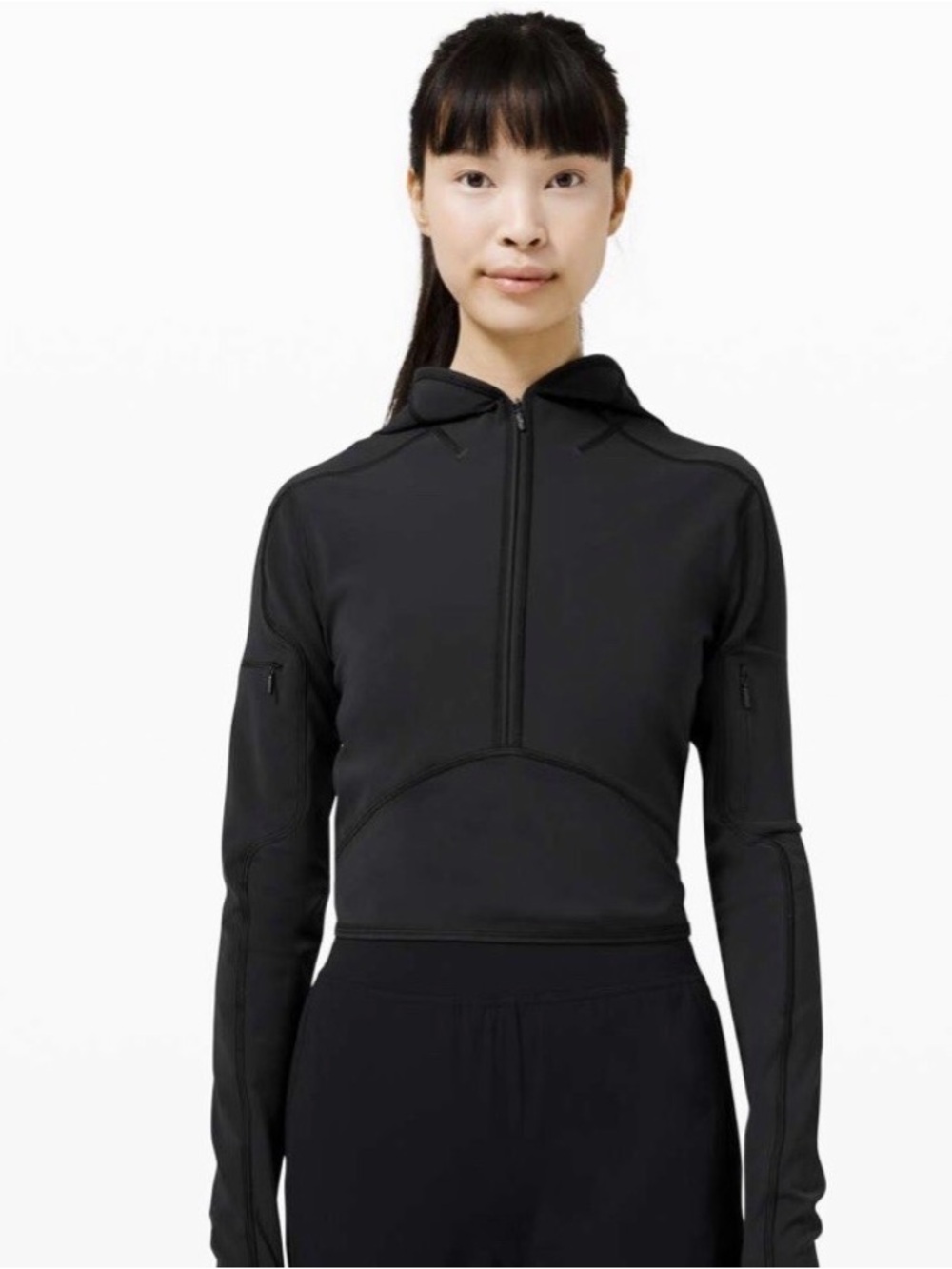 Lululemon Black Size 12 Break a Trail Cropped Half Zip